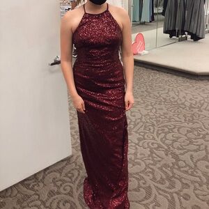 Burgundy Sequin prom dress